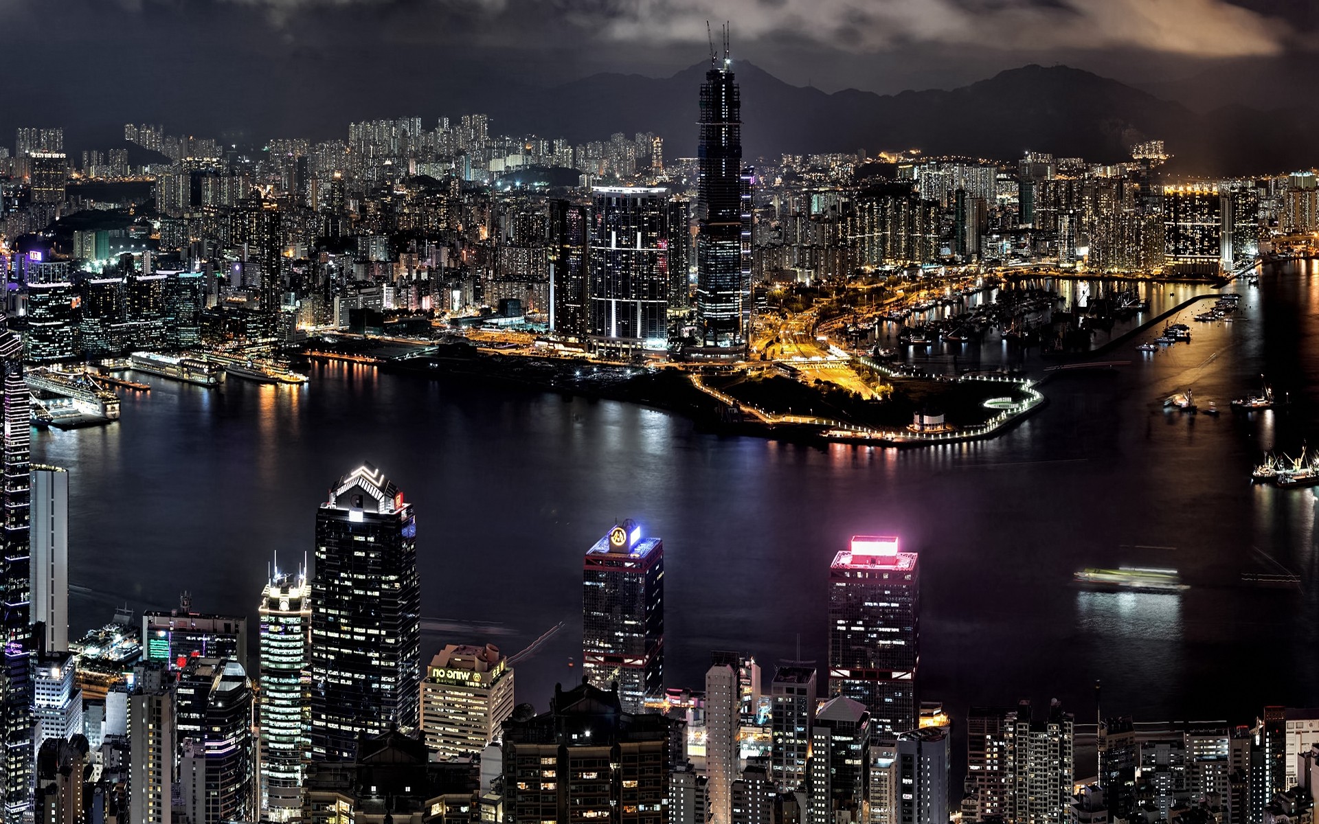 Hong Kong Night Skyline Wallpapers 1920x1200 759396
