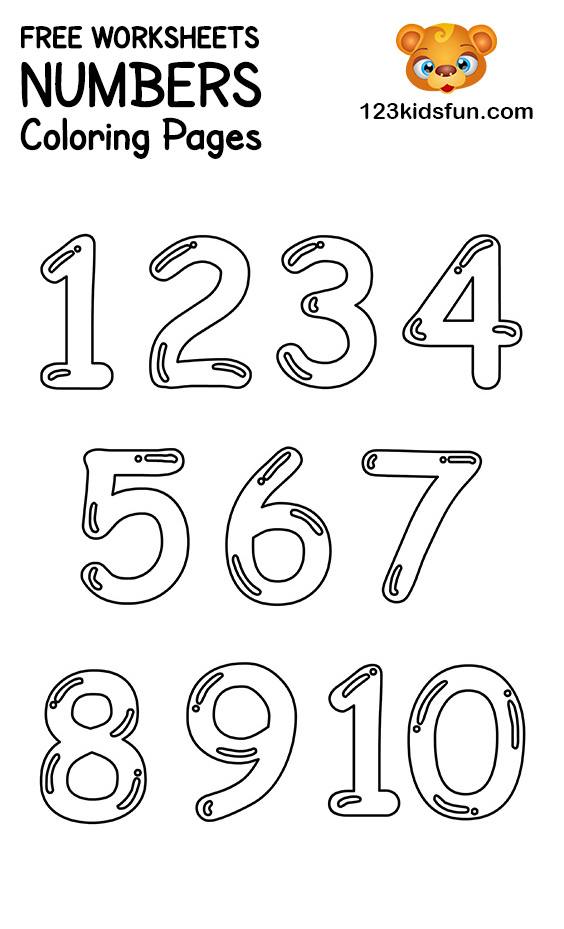 Free printable number coloring pages