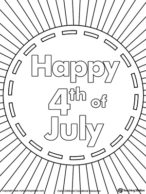 Free happy th of july burst coloring page