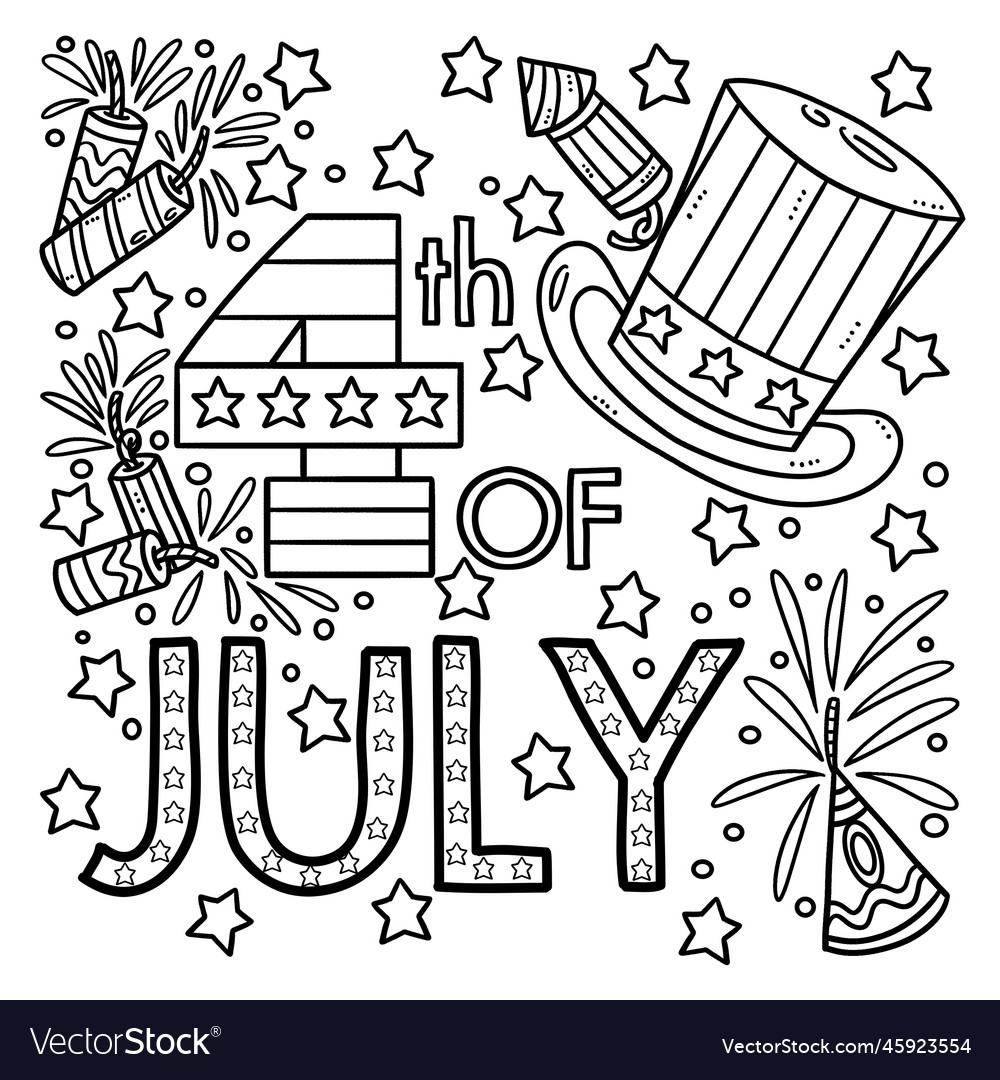 Th of july coloring page for kids royalty free vector image