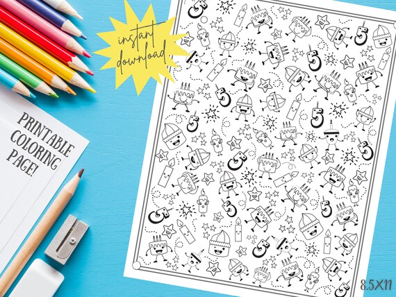 Printable coloring page year old kids activity th birthday activity kawaii doodles