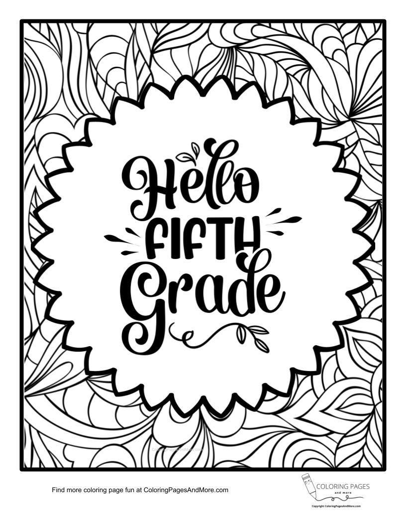 Hello fifth grade coloring page