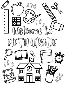 Wele to fifth grade coloring sheet by one in a miller design co