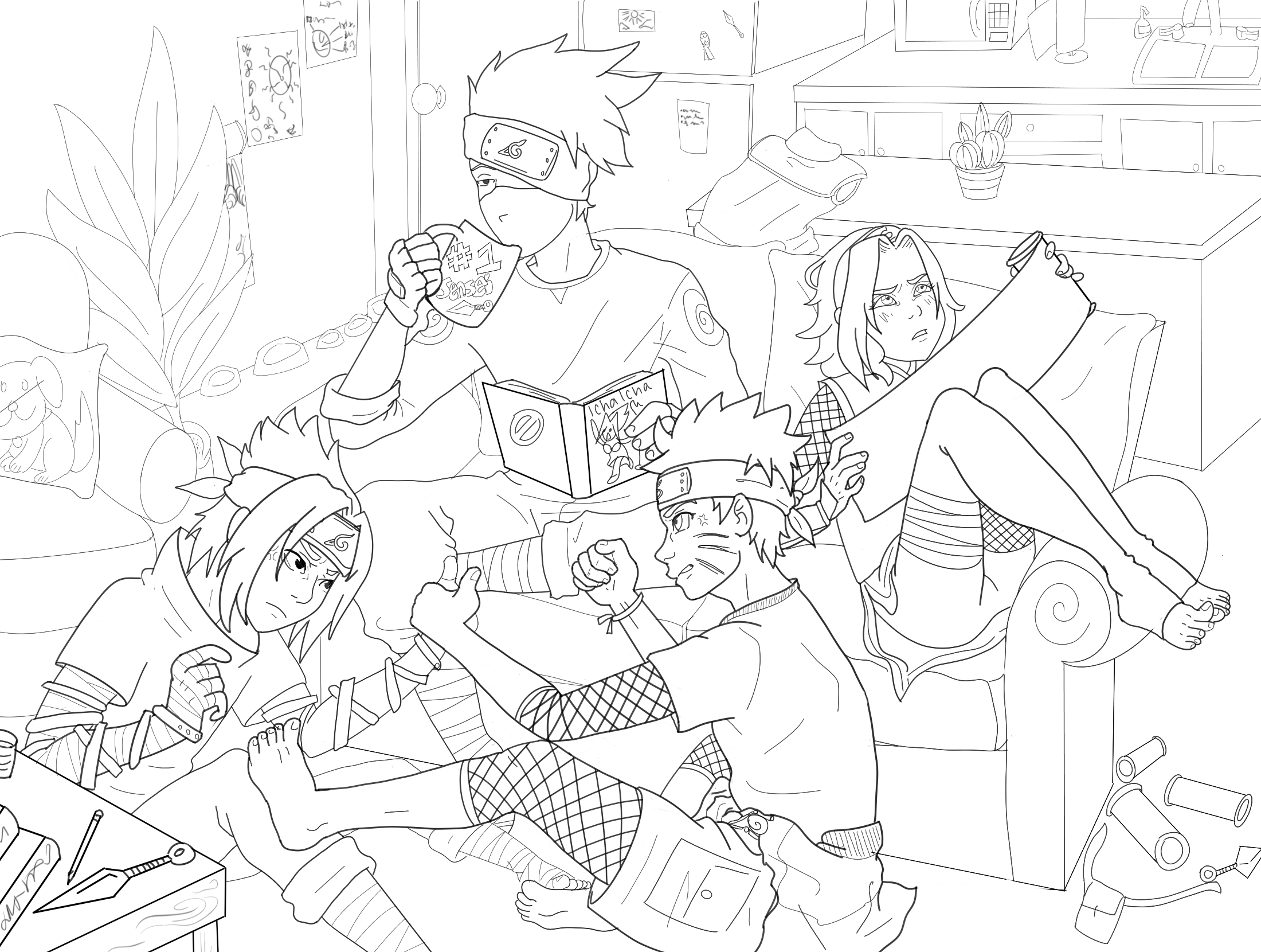 Team group photo coloring page by carribu on