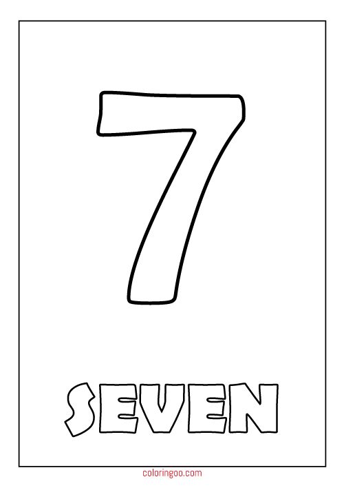 Printable number seven coloring page pdf for kids printable numbers number numbers for kids