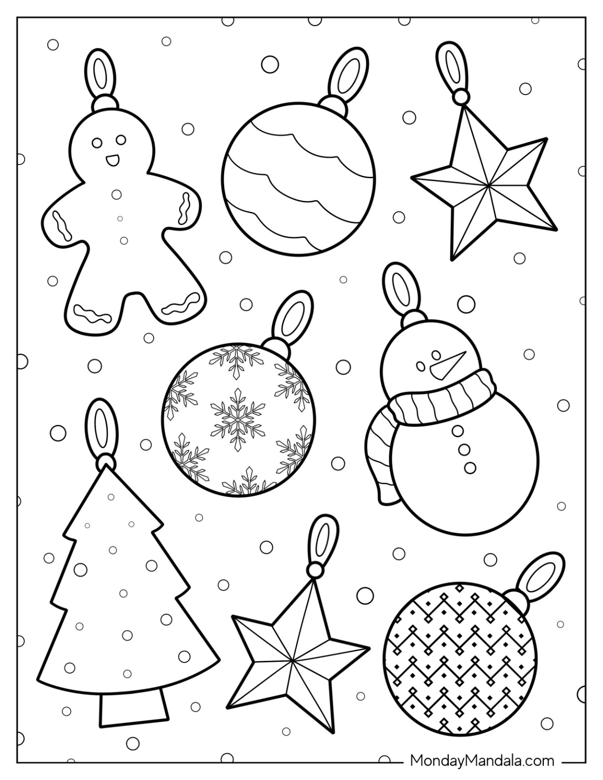 Christmas ornament coloring pages free printables