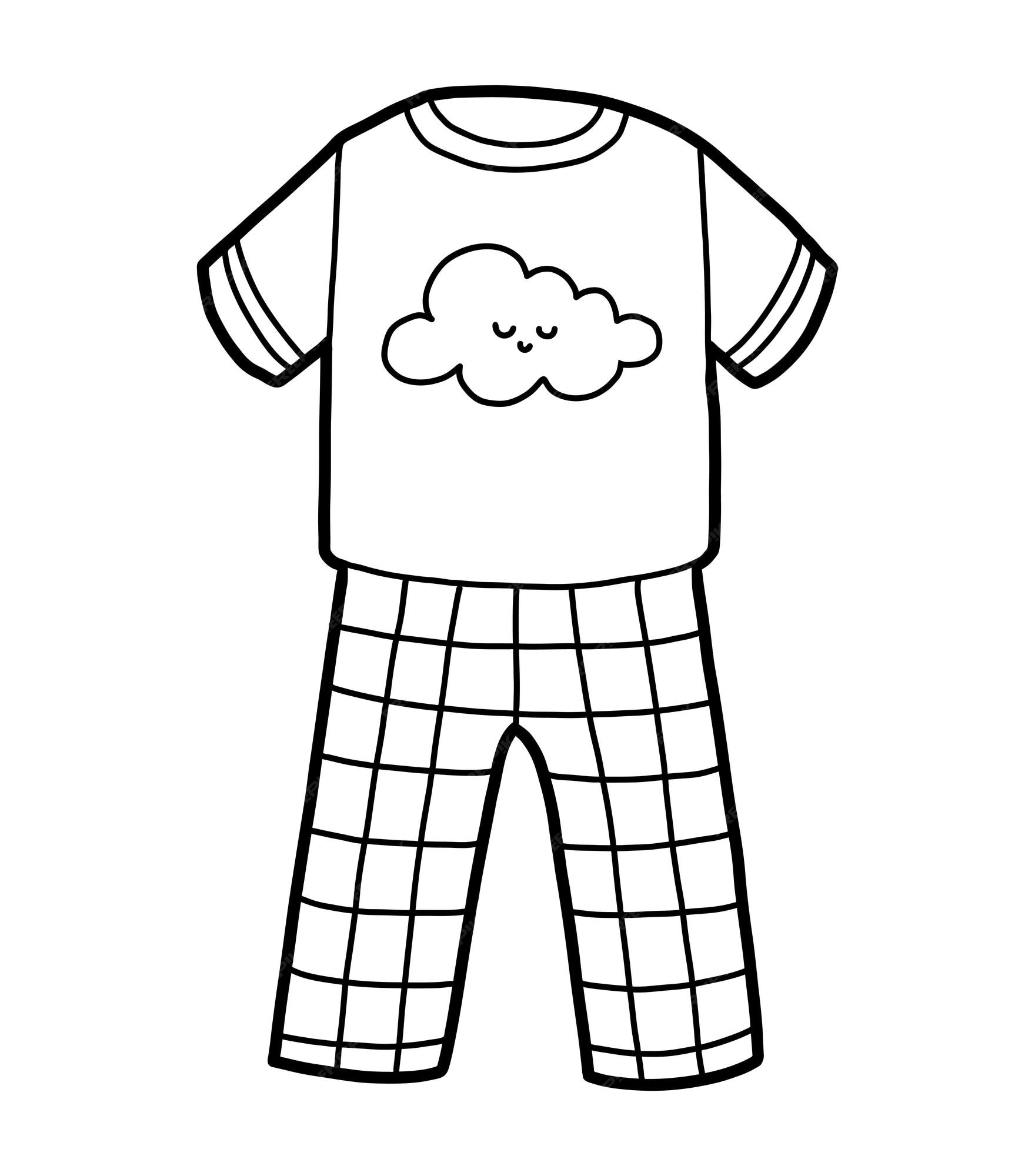 Premium vector coloring book for children pyjamas with cute cloud