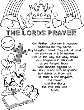 The lords prayer coloring page activity sheet by the creative kinders