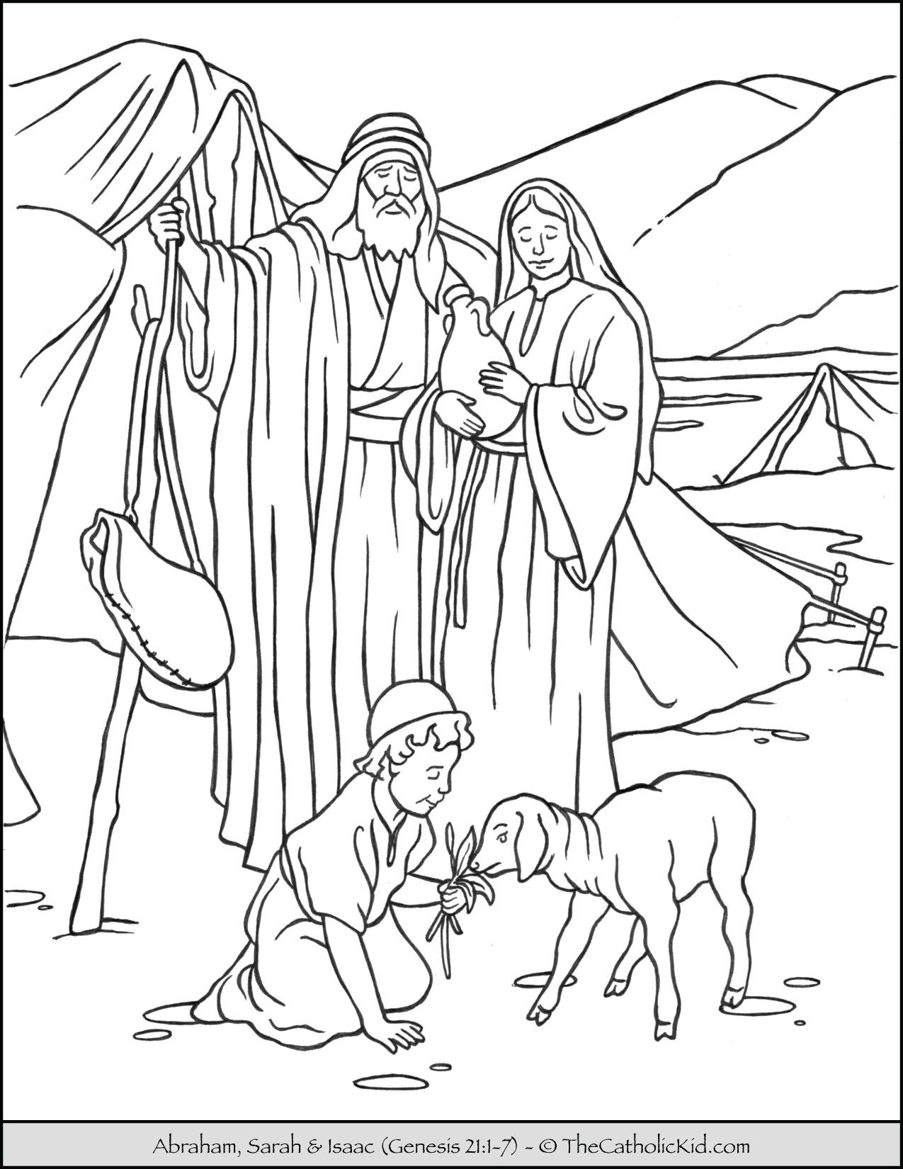 Abraham sarah and isaac coloring page