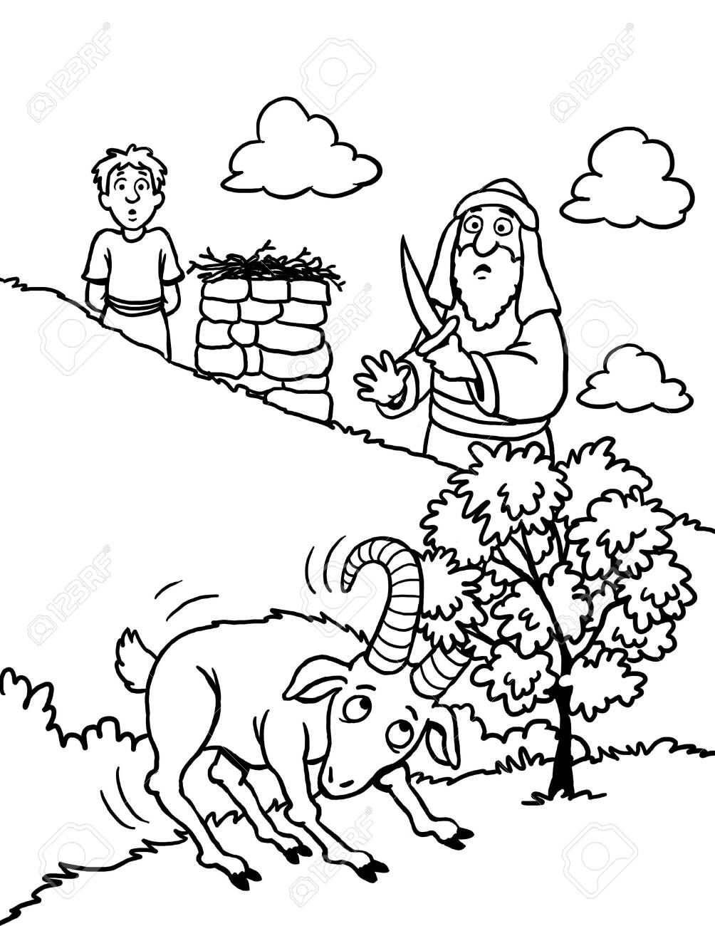 Coloring page of abraham and isaac stock photo picture and royalty free image image