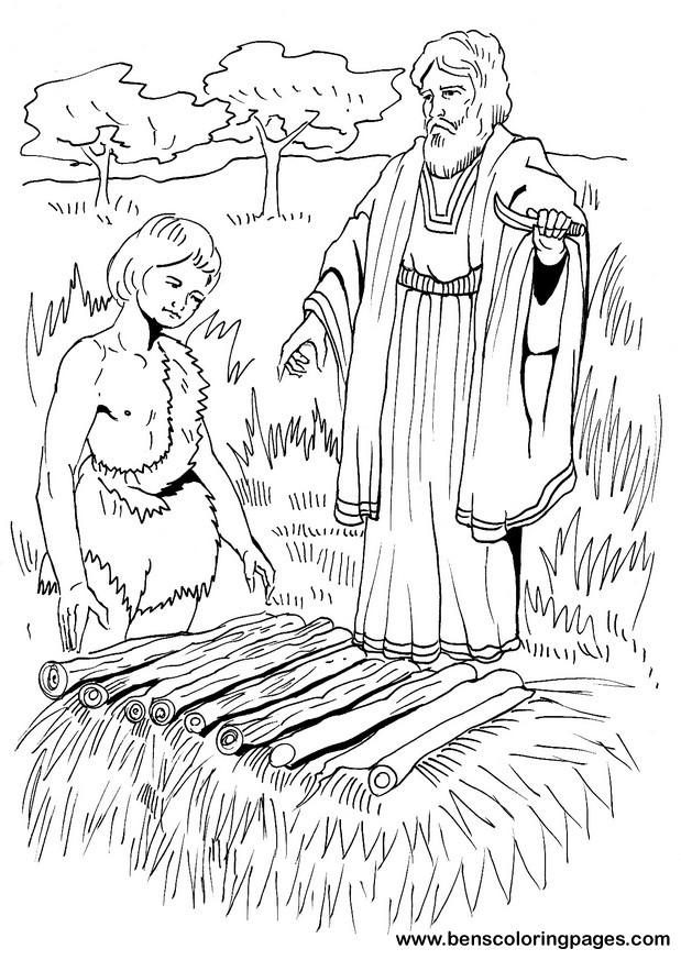 Abraham sacrifices isaac bible coloring page