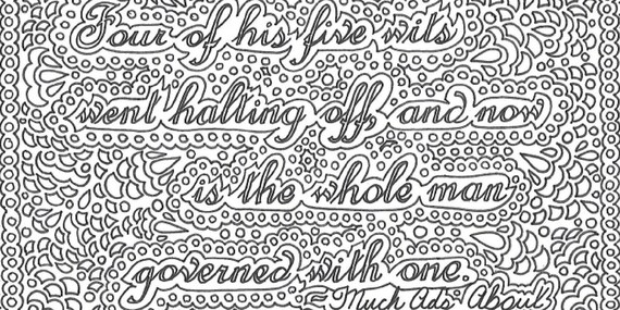 Shakespeare insults printable coloring page quote from much ado about nothing four of his five wits went halting off