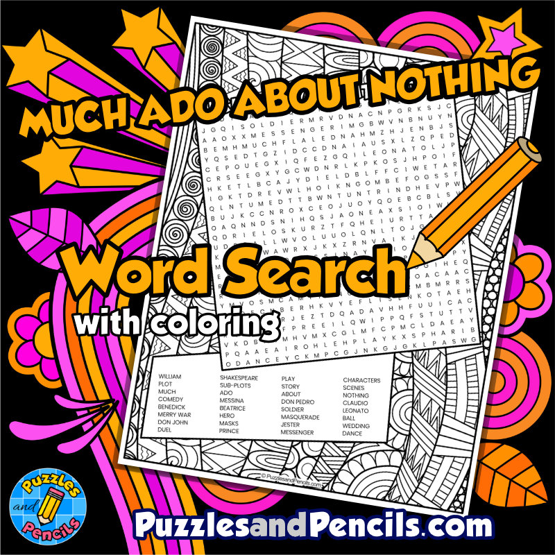 Much ado about nothing word search puzzle activity page william shakespeare wordsearch made by teachers