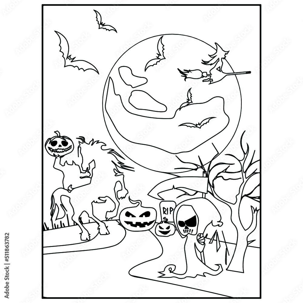 Halloween coloring pages for kids vector