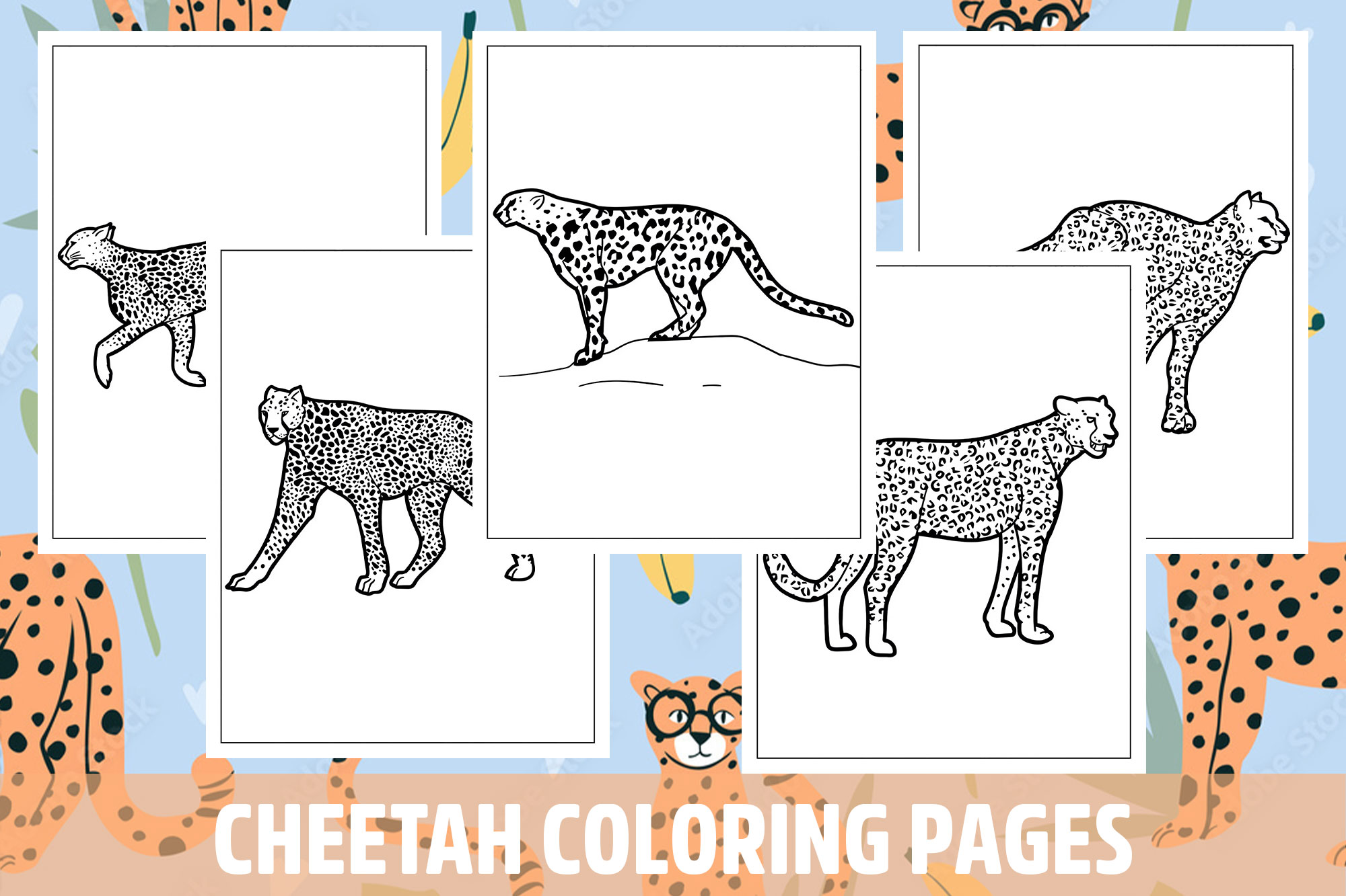 Cheetah coloring pages for kids girls boys teens birthday school activity made by teachers