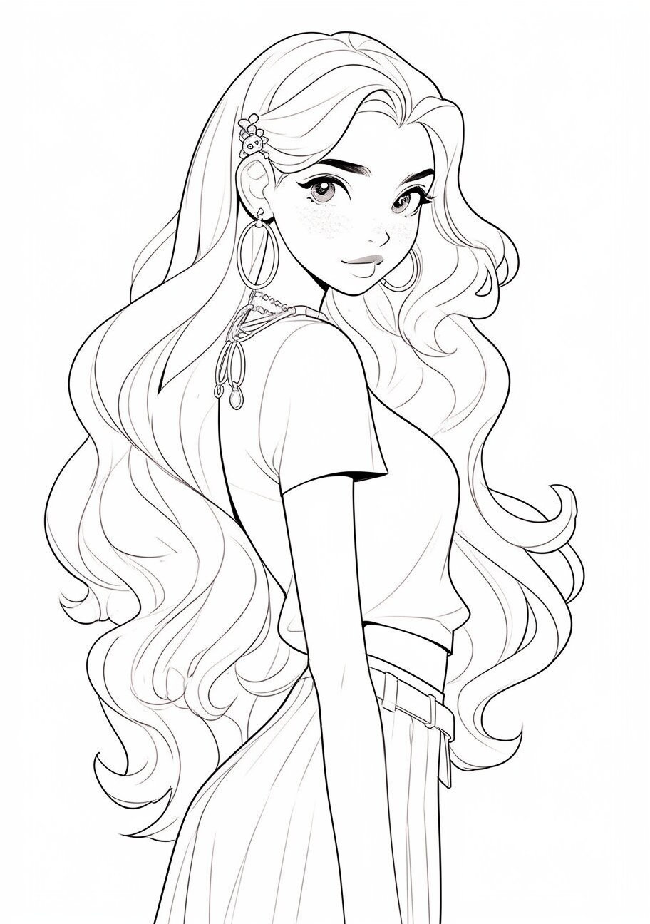 Coloring page pretty young girl fashion drawing fashion victim teen young woman for teenagers children and grand children pop culture download now