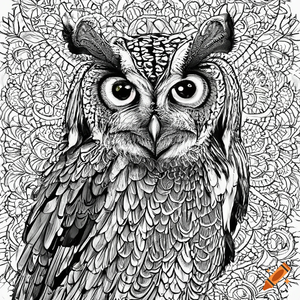 Coloring pages for adult mandala bird image eastern screech