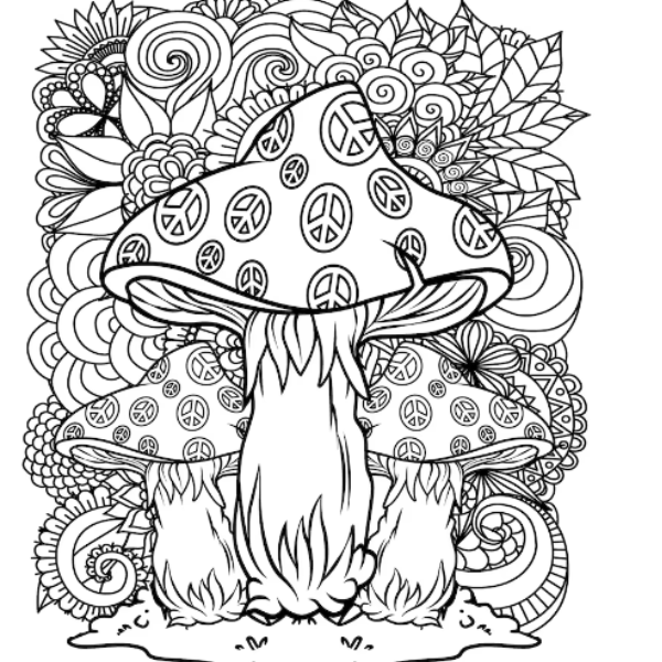 Mushroom coloring pages adult coloring book featuring magical mushrooms fungi and more for stress relief and relaxation