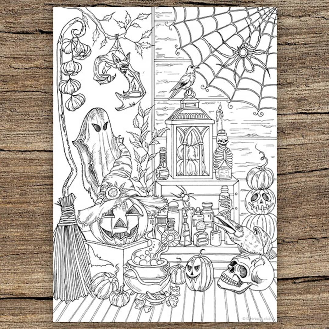 Halloween stuff printable adult coloring page from favoreads coloring book pages for adults and kids coloring sheets colouring designs