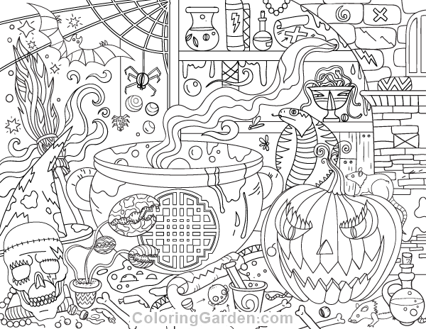 Halloween adult coloring page