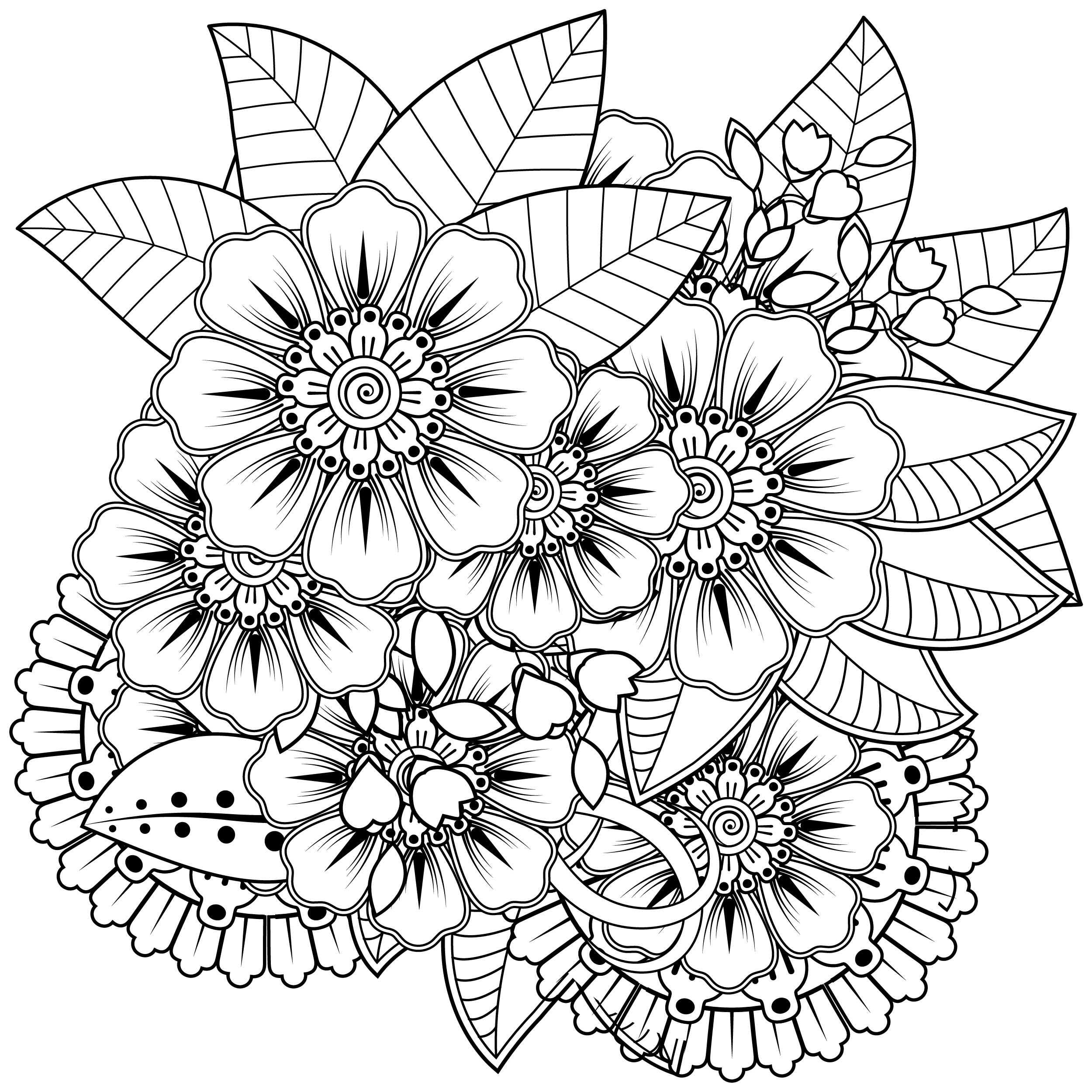 Coloring book for adult flower â online coloring page â