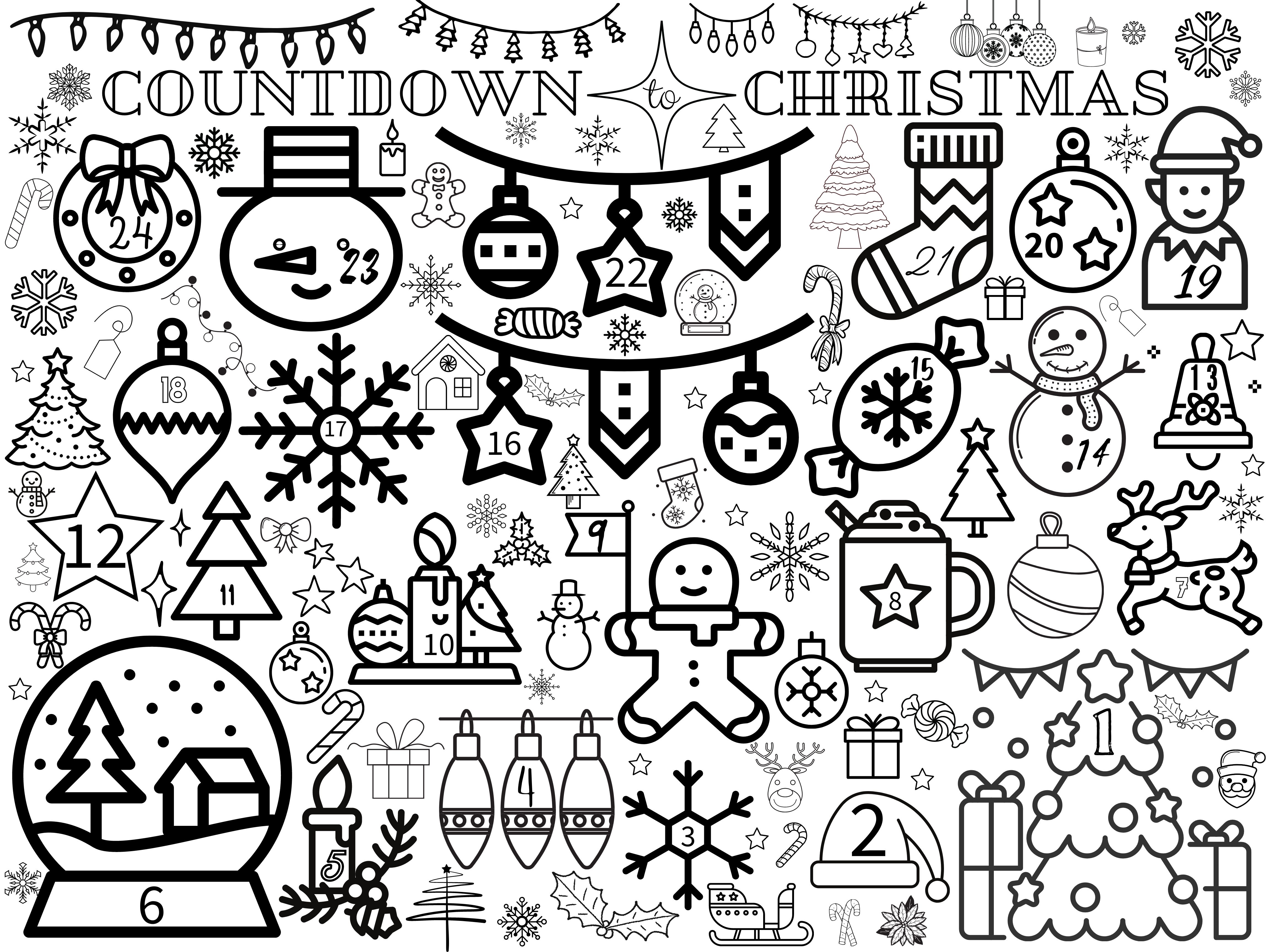 Giant advent calendar easy to make fun to color for christmas