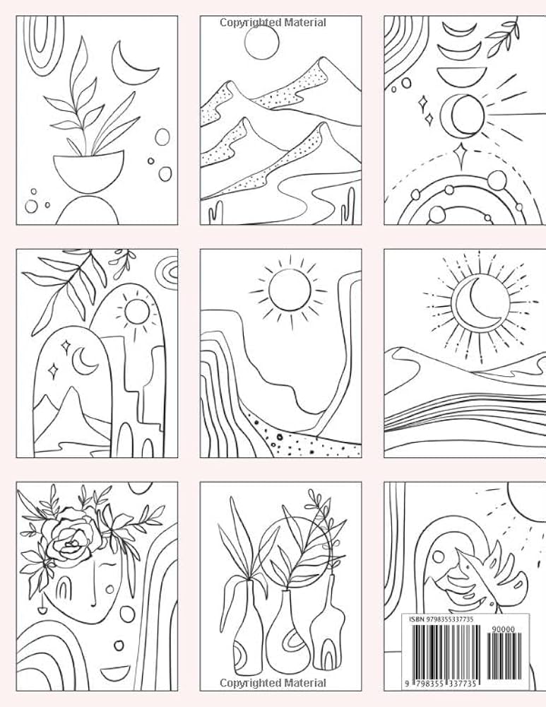 Boho minimalist coloring book for teens and adults â aesthetic bohemian coloring pages â relaxation and stress relief ra sun el books