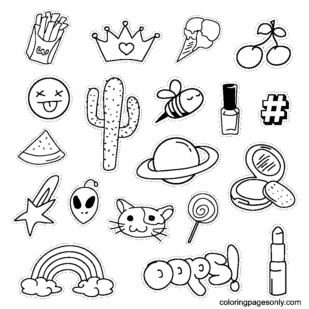 Aesthetic drawing coloring pages printable for free download