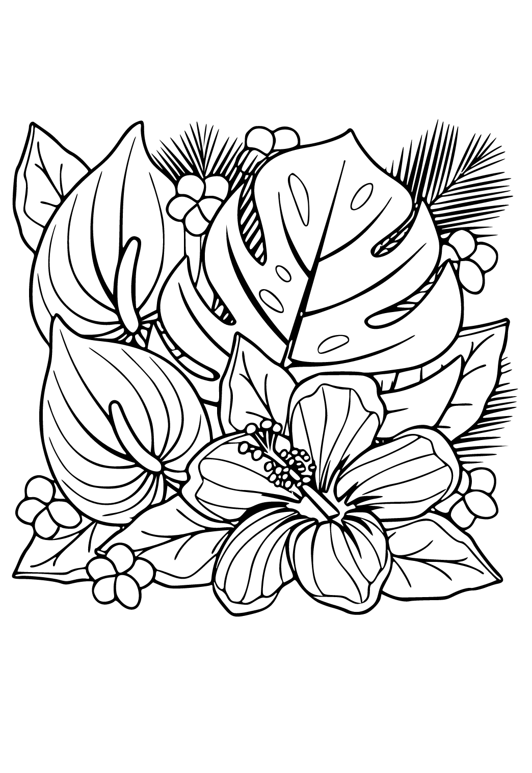 Free printable aesthetic flower coloring page for adults and kids