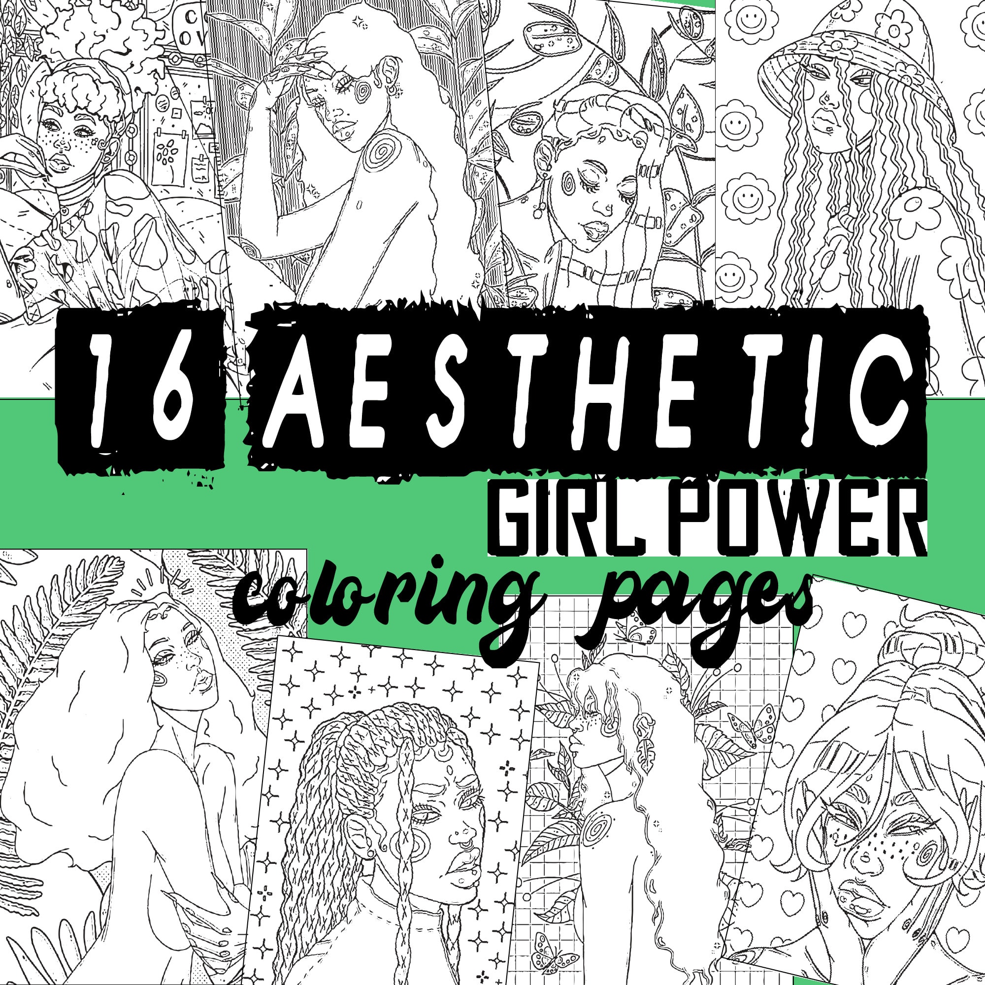 Give you aesthetic coloring pages made by me by emeraldkate