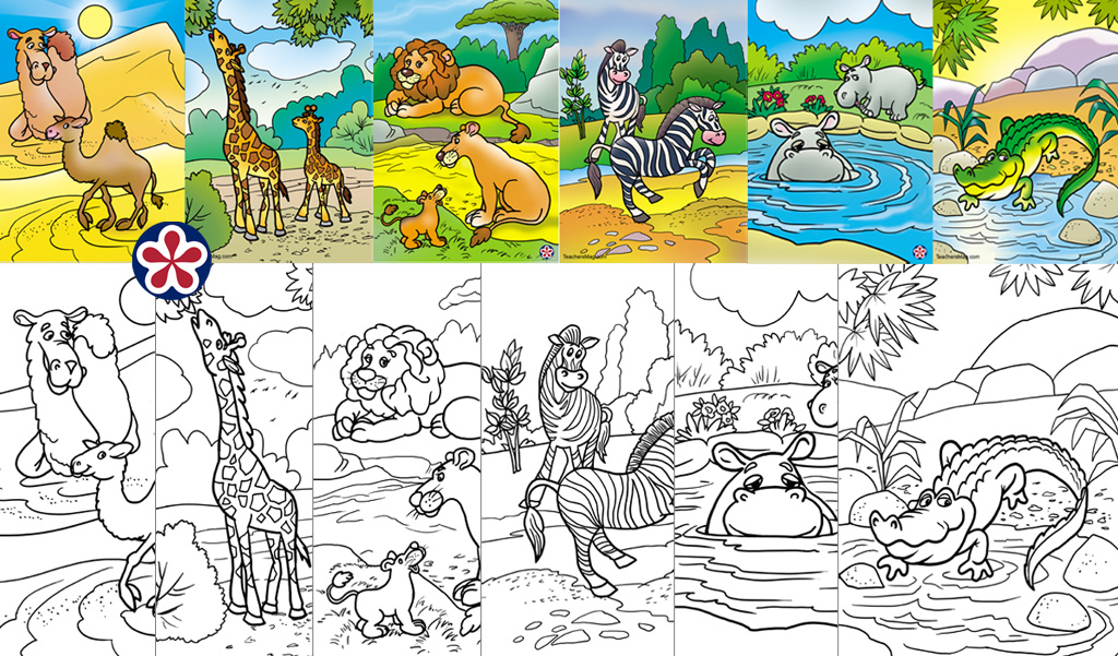 African animals coloring pages for preschool and prek