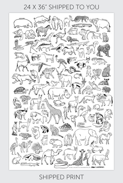 African animals coloring poster caravan shoppe