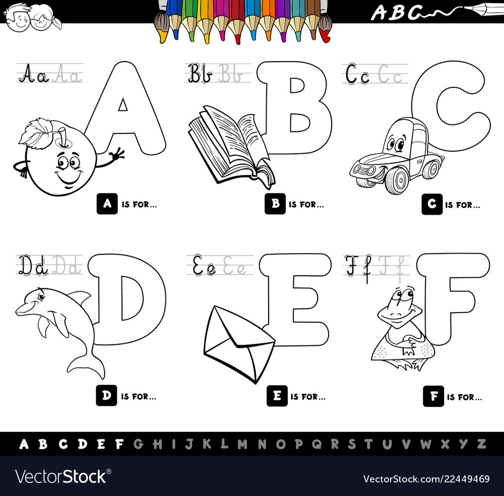 Educational alphabet letters coloring book vector image