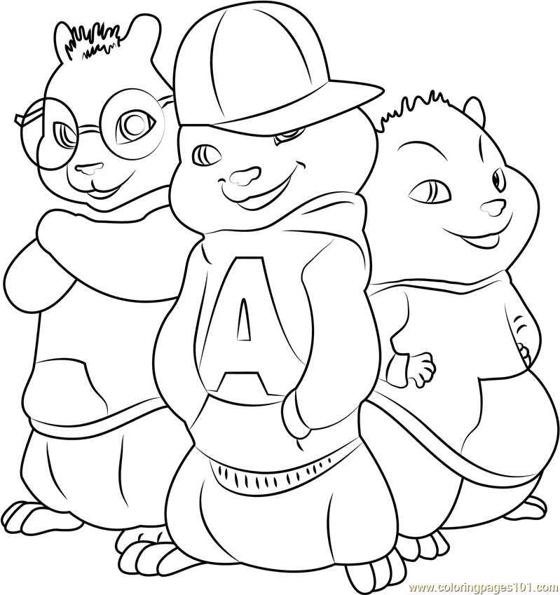 The chipmunks coloring page for kids