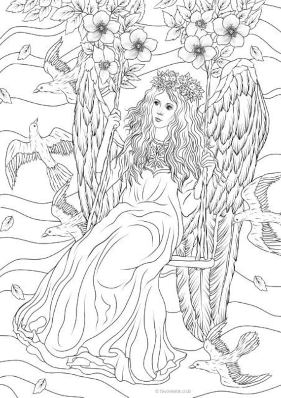 Angel printable adult coloring page from favoreads coloring book pages for adults and kids coloring sheet coloring design