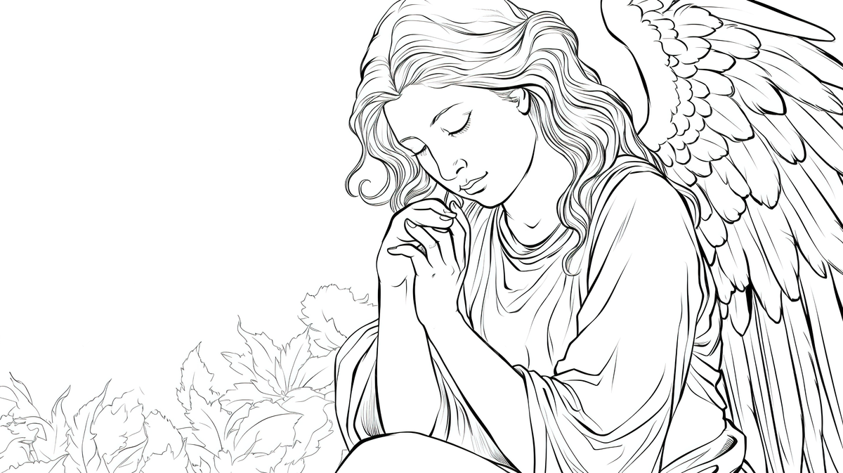 Angel coloring pages background angel praying coloring pages coloring picture of angels angel pictures background image and wallpaper for free download