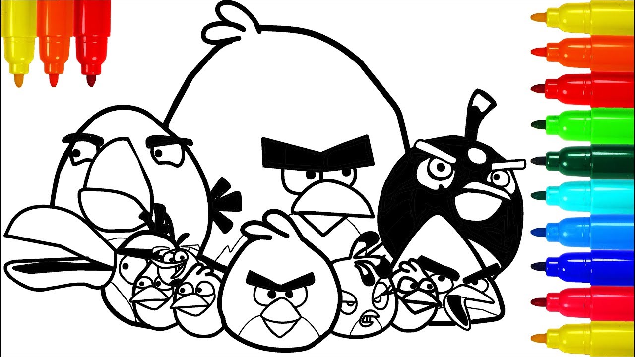 Angry birds dinosaurs coloring pages colouring pages for kids with colored arkers