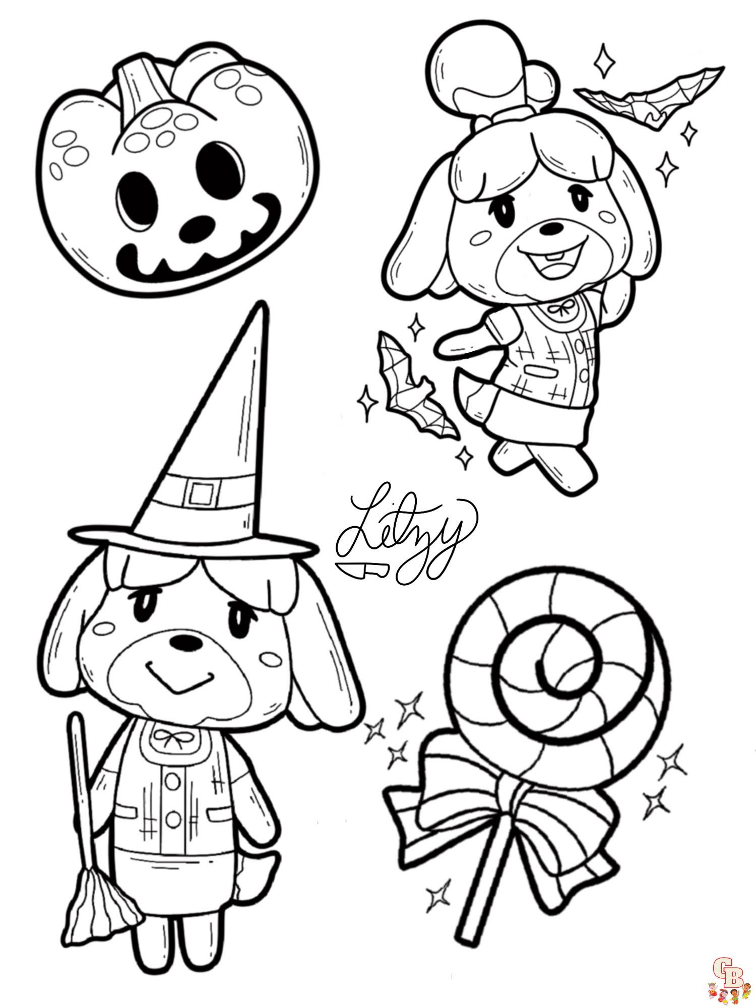 Animal crossing coloring pages