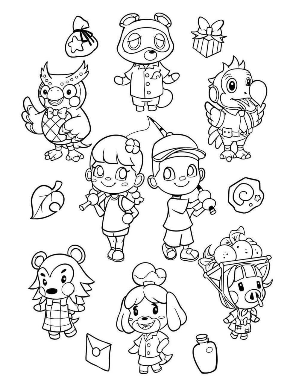 Animal crossing coloring pages