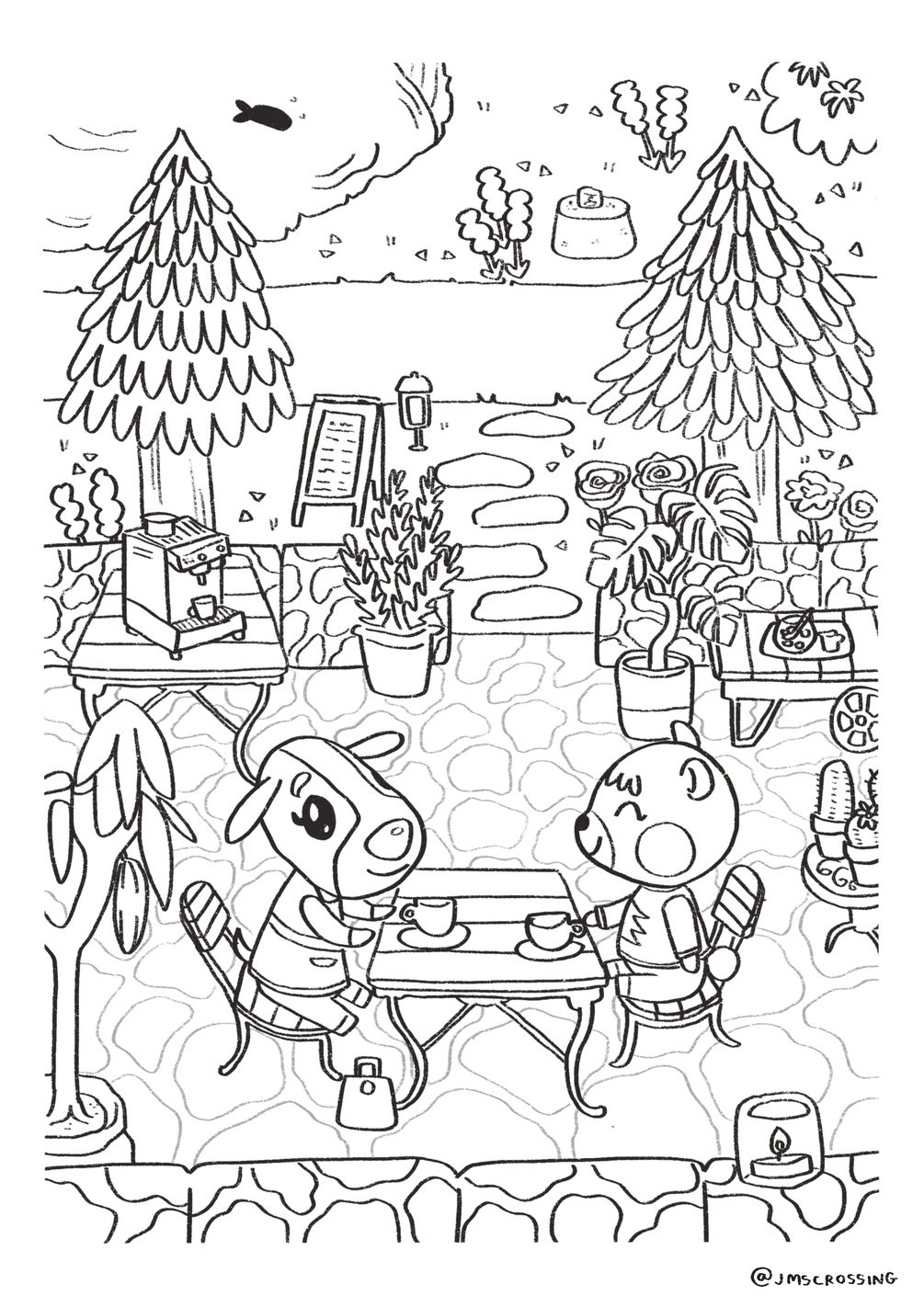 Free animal crossing colouring page cookie maple