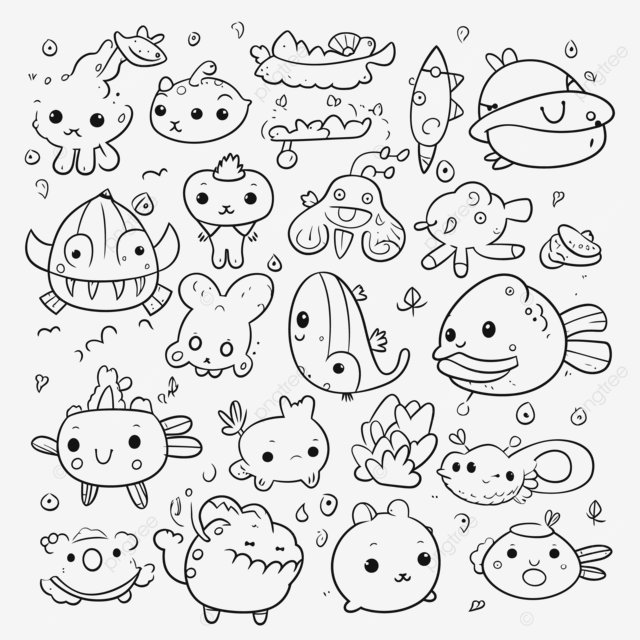 Cute animal kawaii coloring page in black and white outline sketch drawing vector animal drawing kawaii drawing wing drawing png and vector with transparent background for free download
