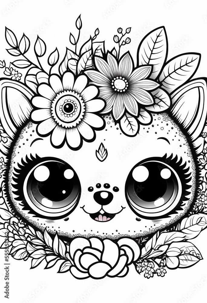Cute animals coloring pages for coloring books illustration