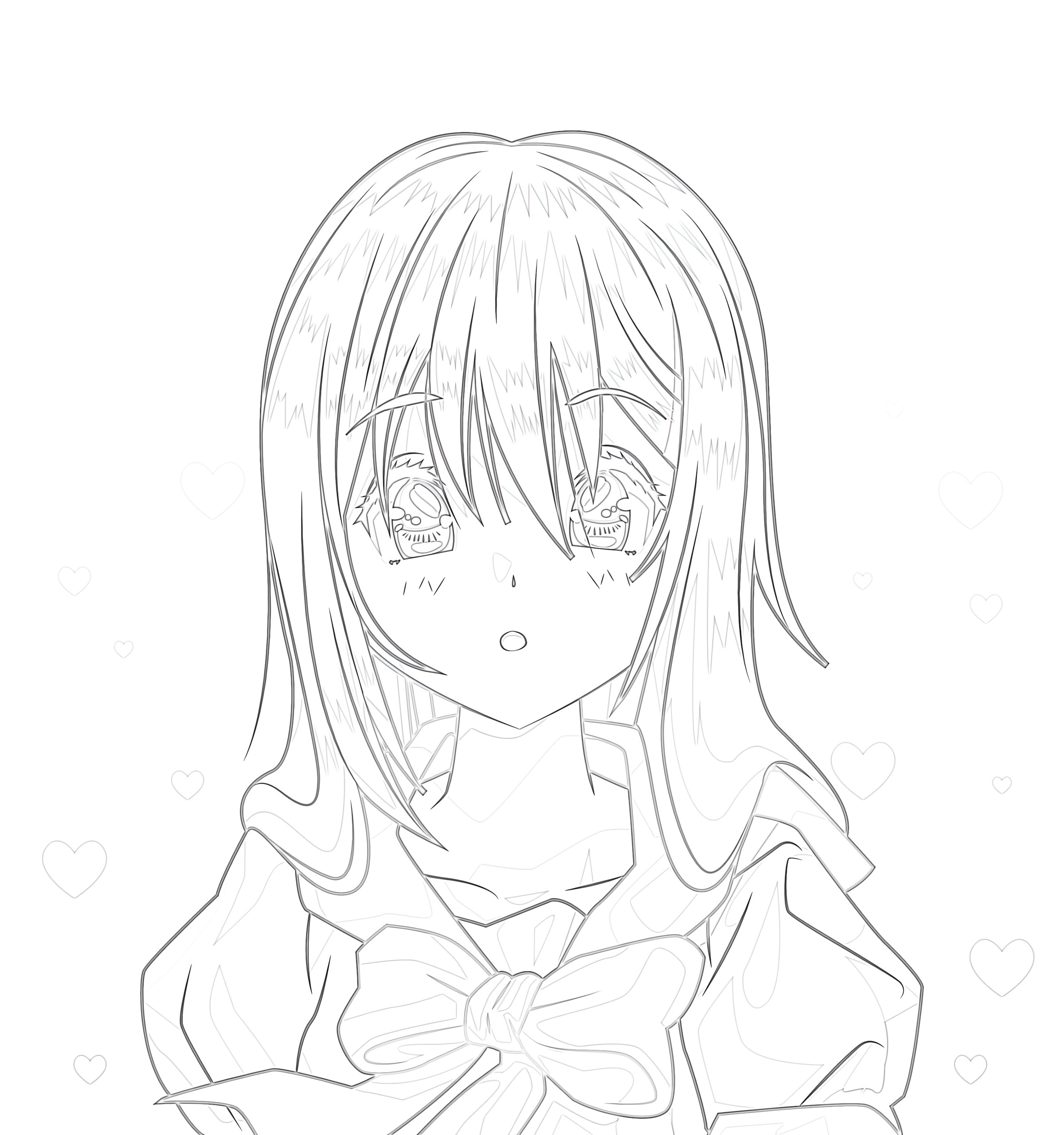 Young woman anime style character coloring page