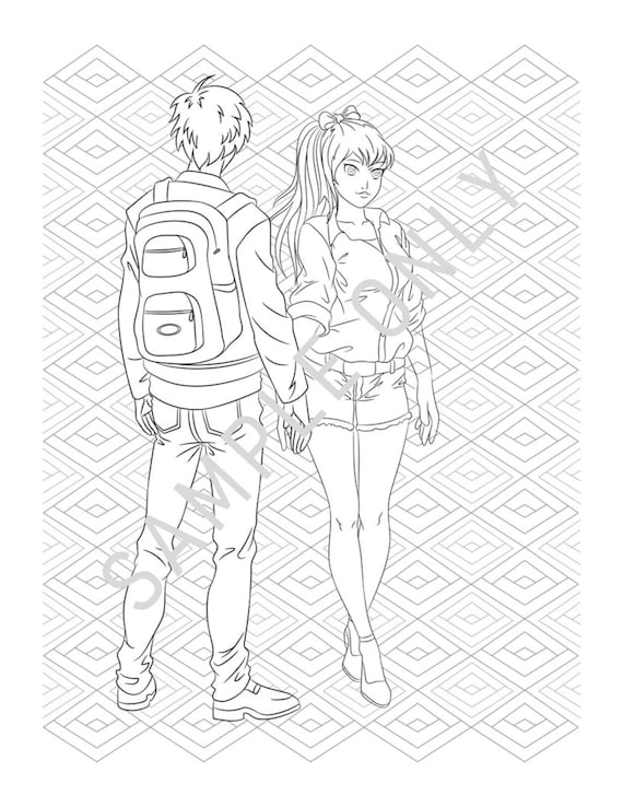 Manga anime character printable coloring pages fan art printable sheets character designs digital file anime art instant download pdfs