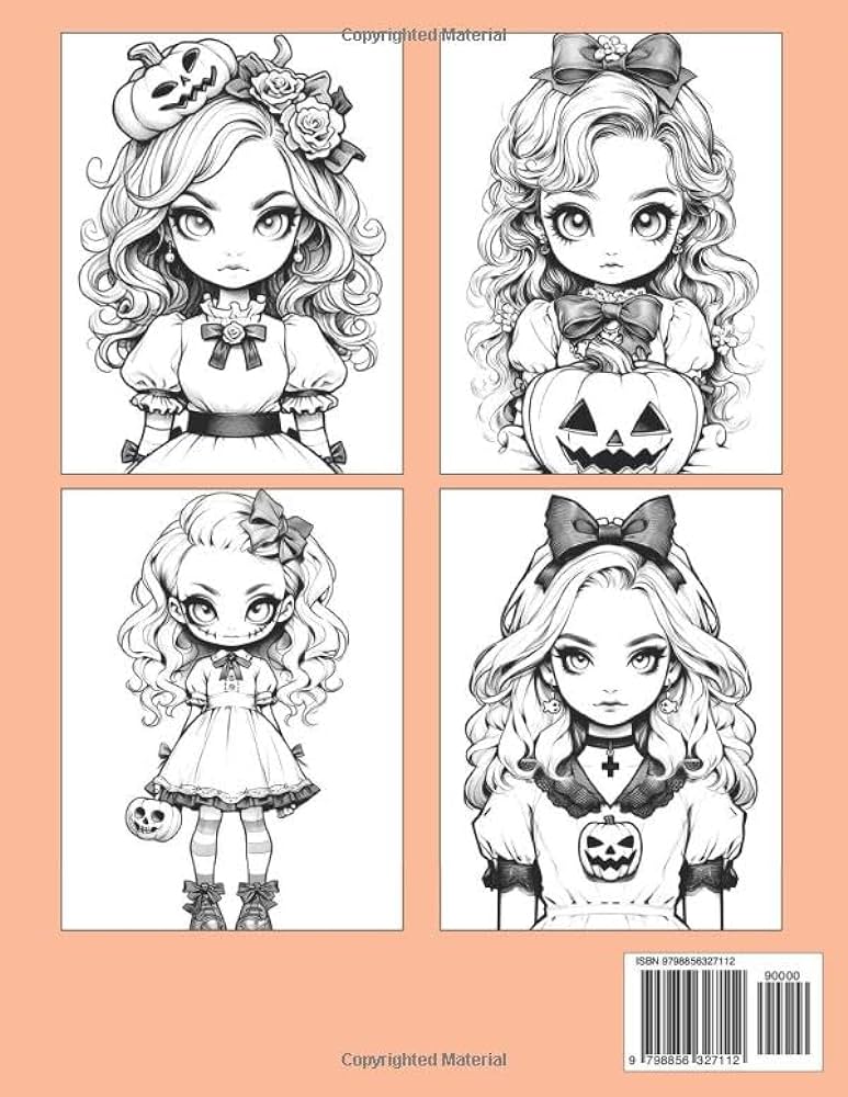 Anime halloween girls coloring book spooky cute anime characters coloring pages with whimsical halloween illustrations for all ages fun artistic expression harriett browning books