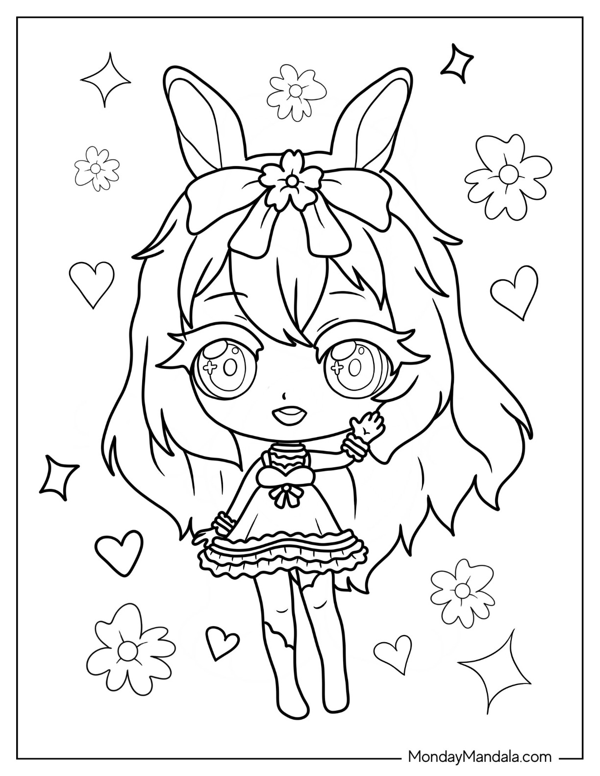 Chibi coloring pages free pdf printables