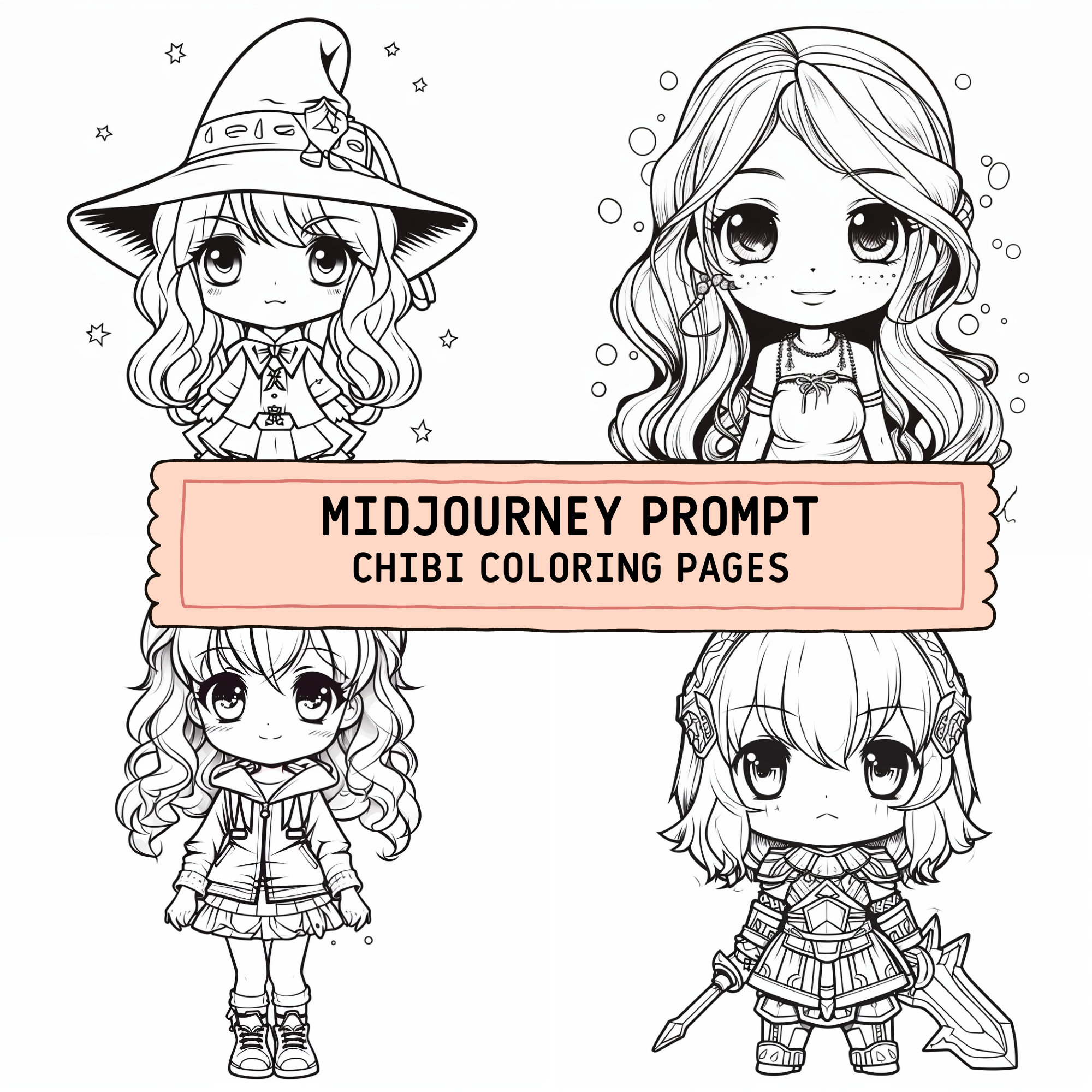 Midjourney prompt for chibi coloring pages kdp coloring pages midjourney prompt guide customizable best midjourney prompt anime prompt