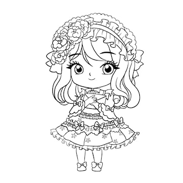 Premium vector coloring pages cute girls anime manga kawaii kids