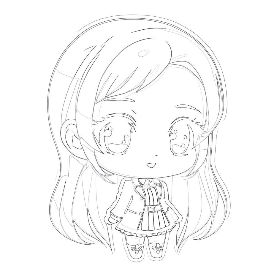 Anime chibi coloring page