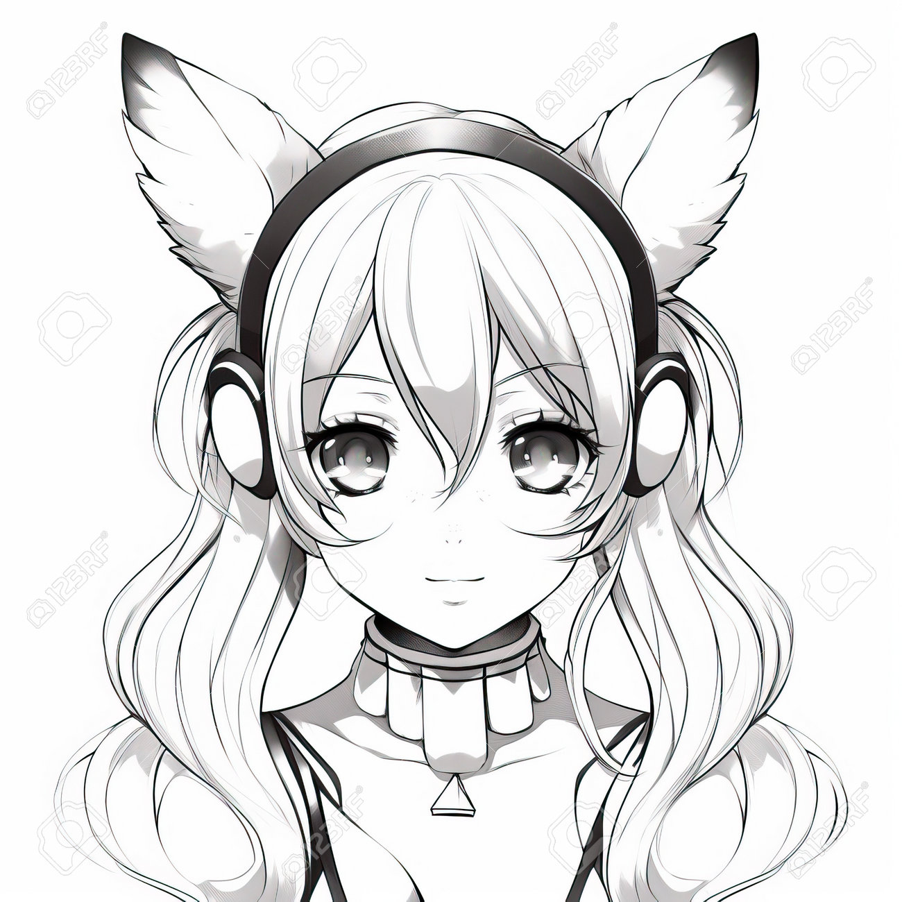 Anime girl coloring pages stock photo picture and royalty free image image